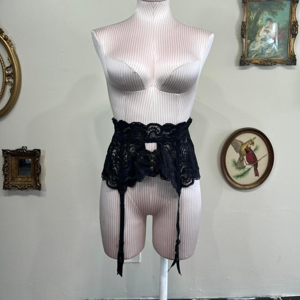 Vintage Red Lace Feather Trim Teddy Lingerie Bodysuit